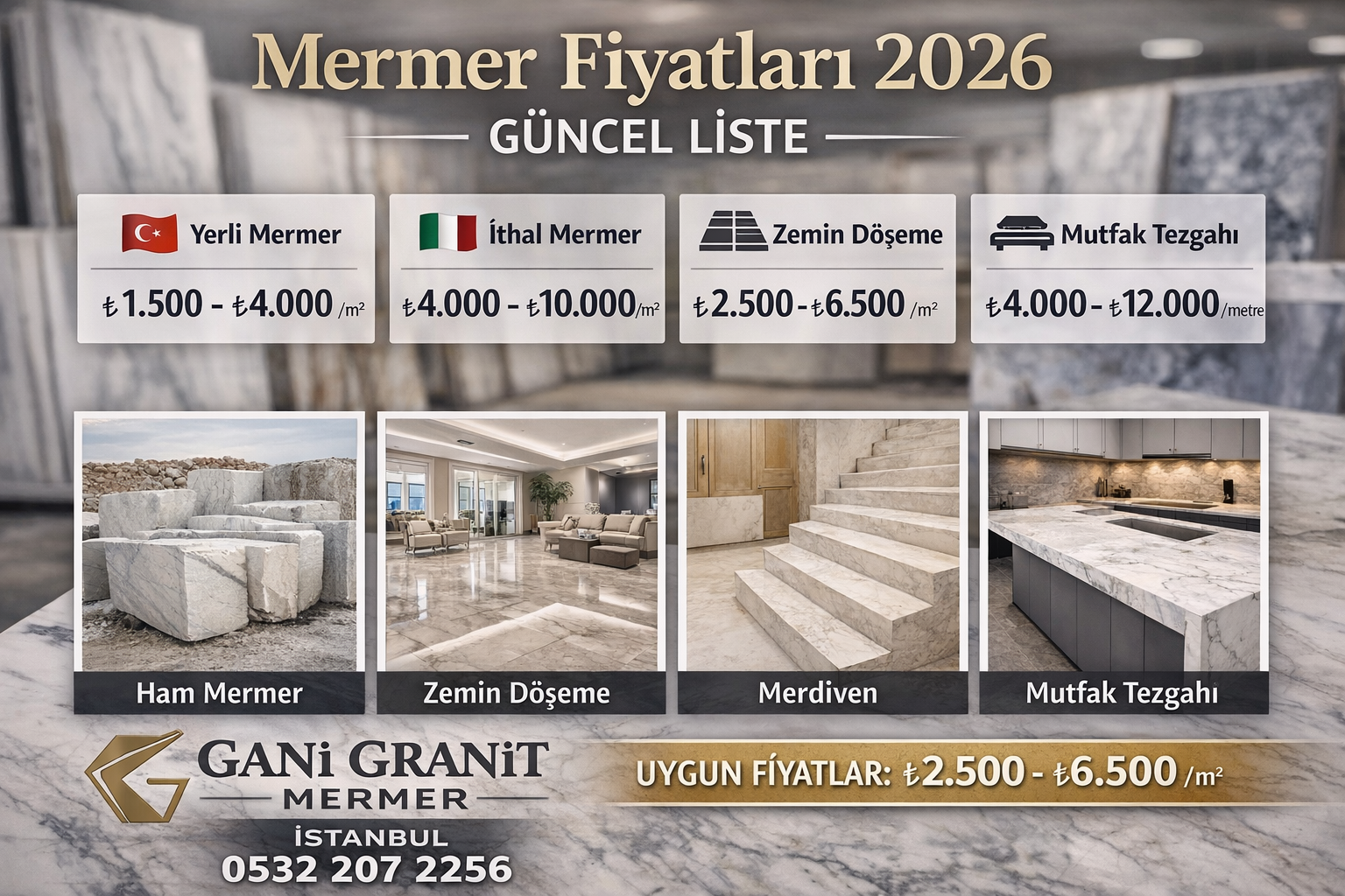 Mermer Fiyatları Ne Kadar? 2026 Güncel Rehber